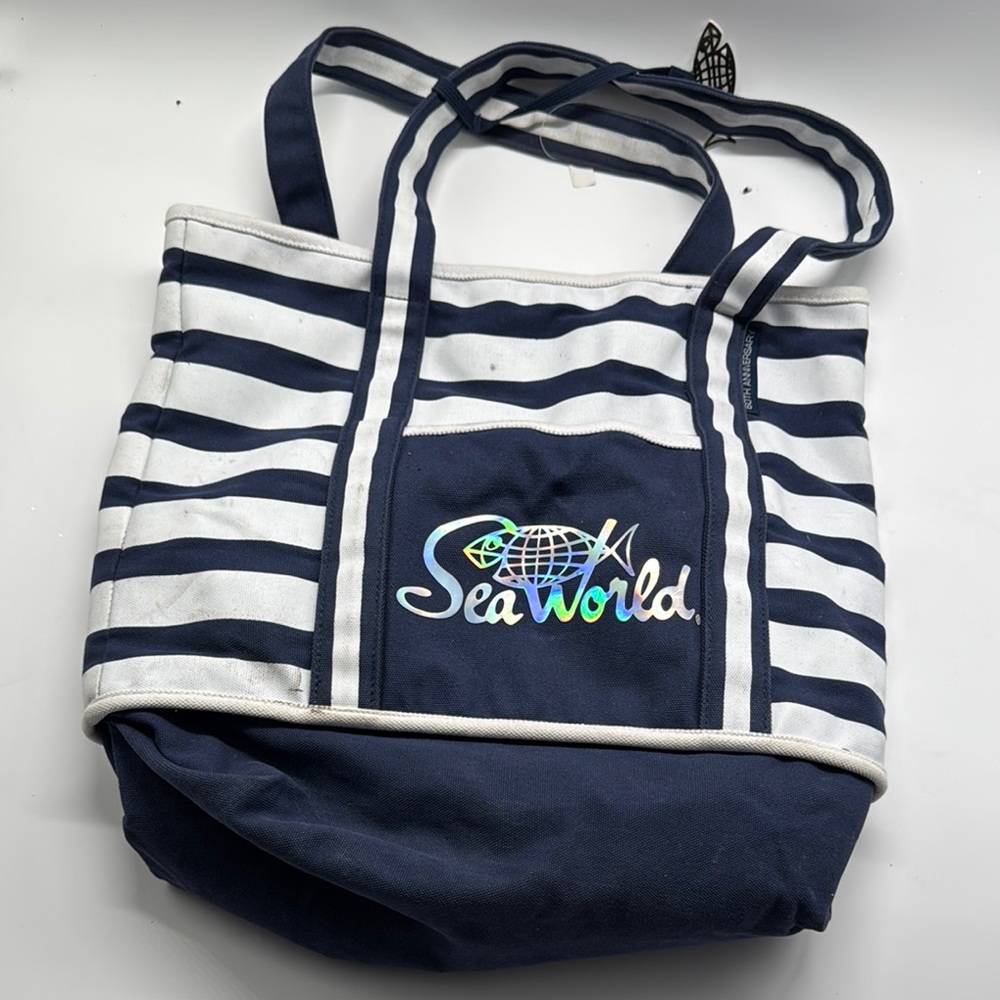 SeaWorld Striped Tote Bag - Navy and White